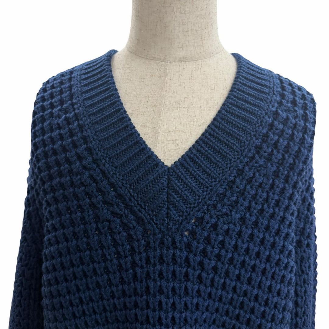 Great LOUIS VUITTON knit Waffle knit V-neck slit Gaston V leather patch