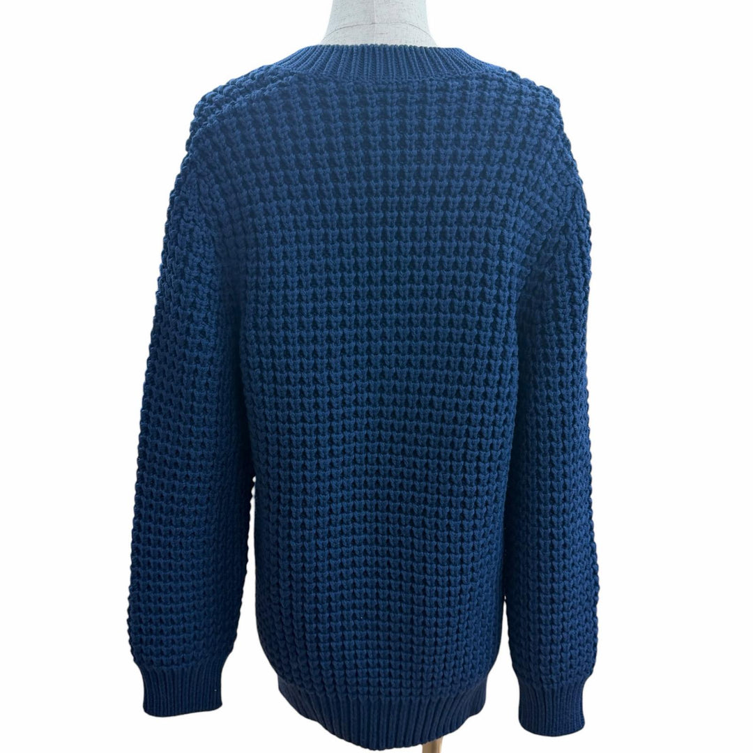 Great LOUIS VUITTON knit Waffle knit V-neck slit Gaston V leather patch