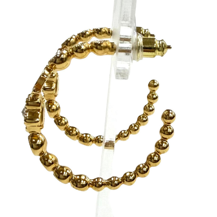 Great CHANEL Pierce gold crystal Women A24K ABE551