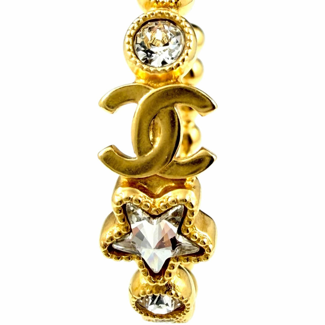 Great CHANEL Pierce gold crystal Women A24K ABE551