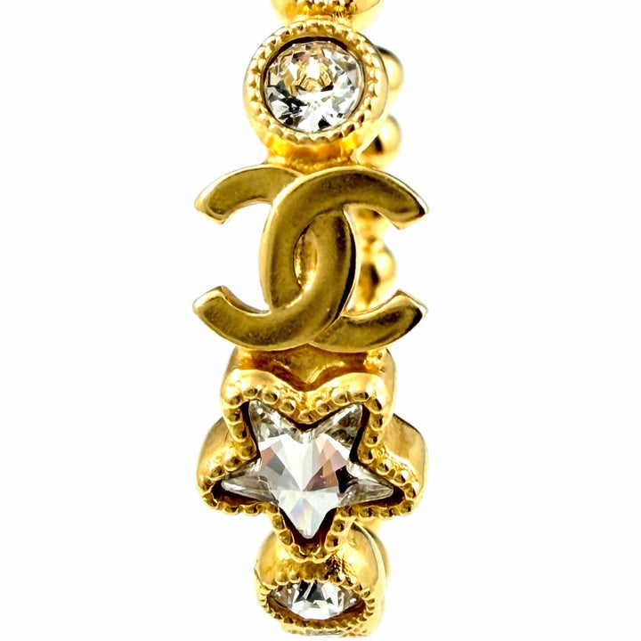 Great CHANEL Pierce gold crystal Women A24K ABE551