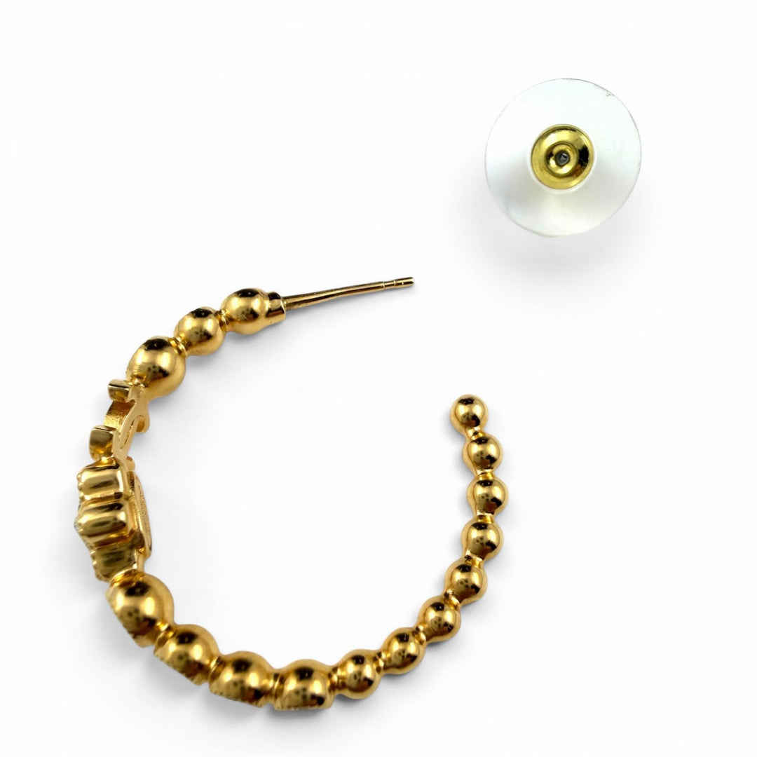 Great CHANEL Pierce gold crystal Women A24K ABE551
