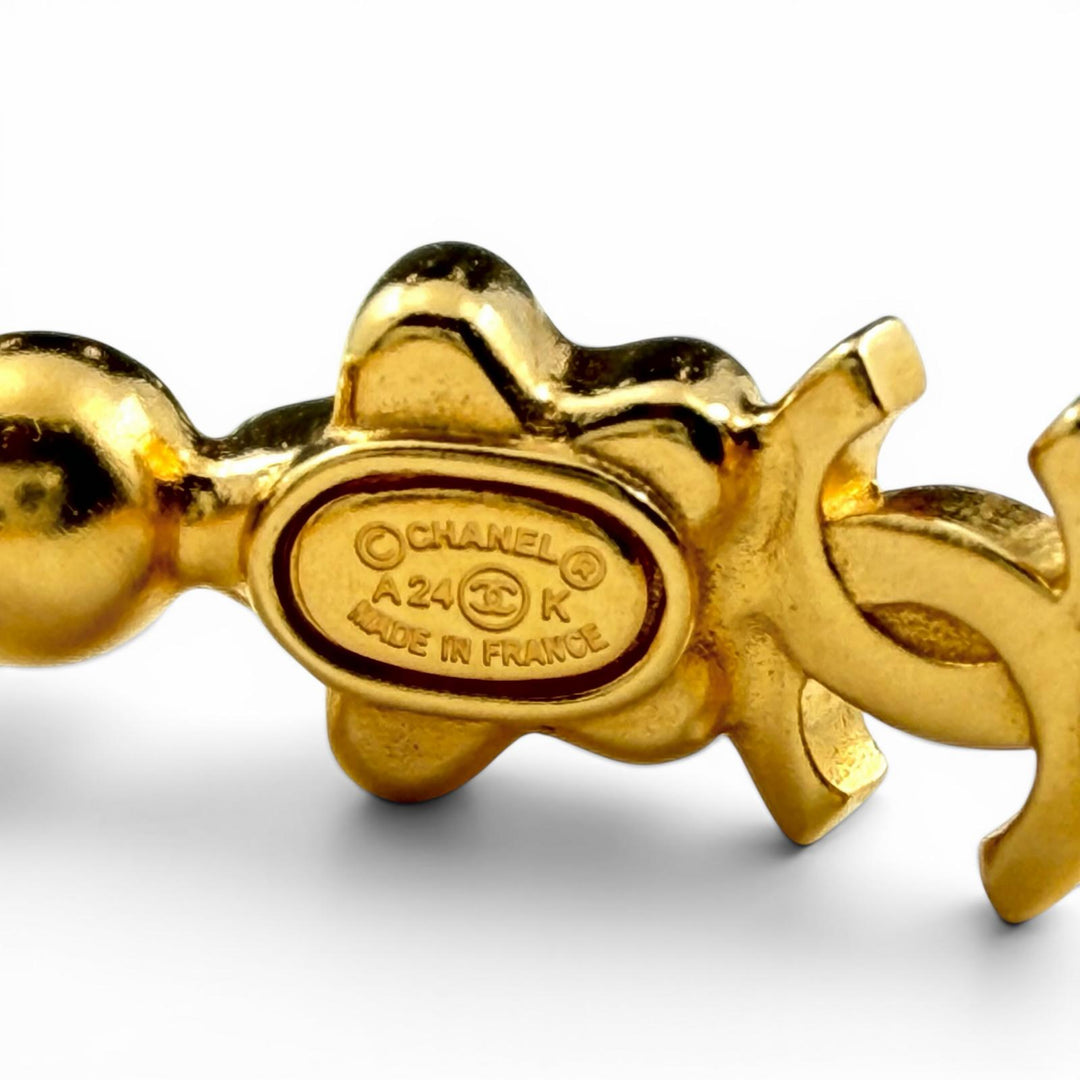 Great CHANEL Pierce gold crystal Women A24K ABE551