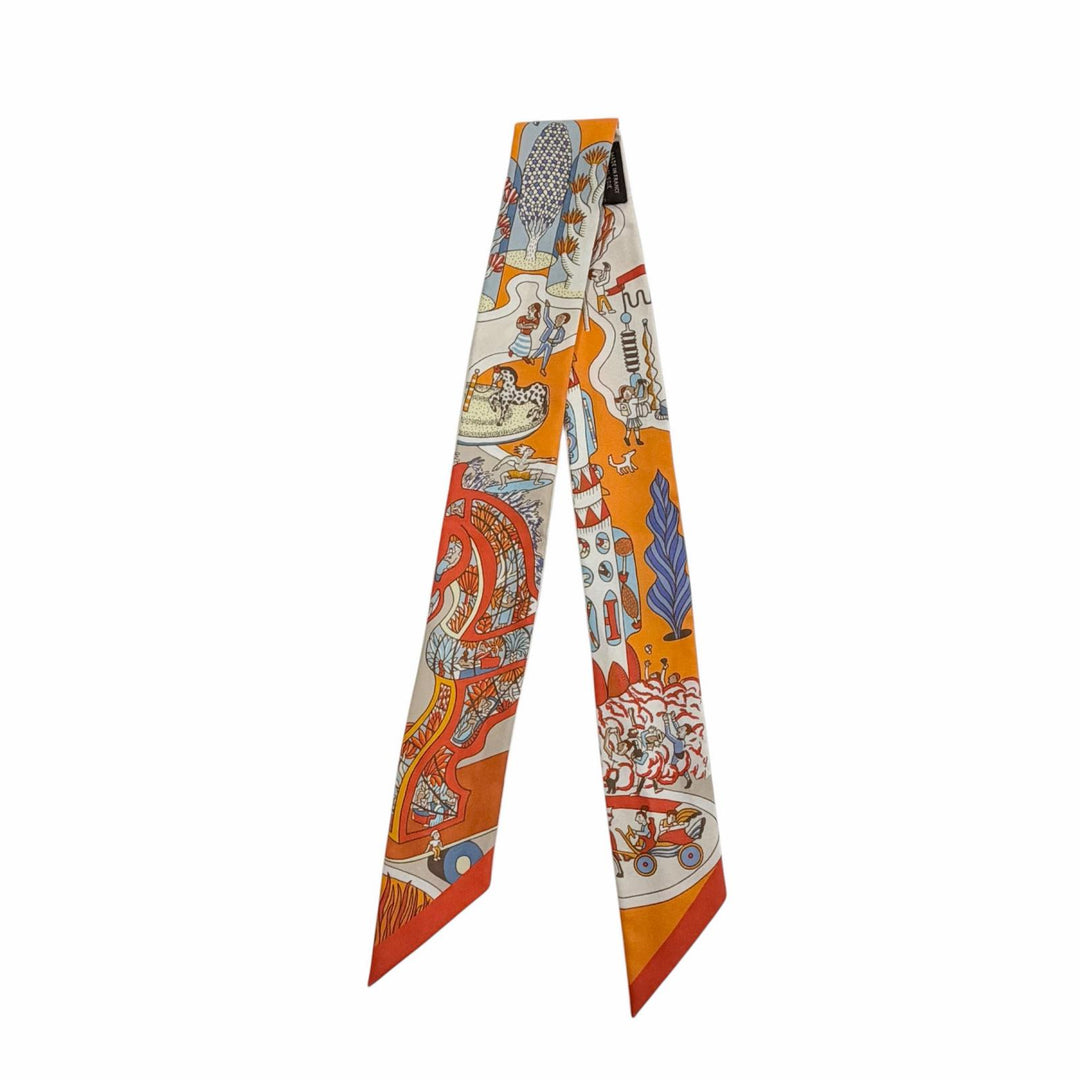 Excellent HERMES scarf Twilly Exposition Universelle silk Women
