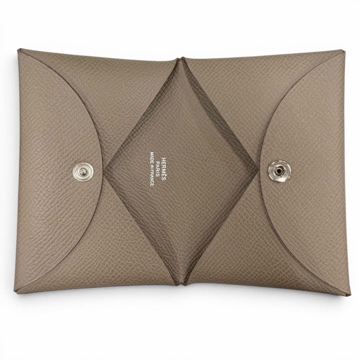Pristine HERMES Card Case Calvi Epsom Leather Women