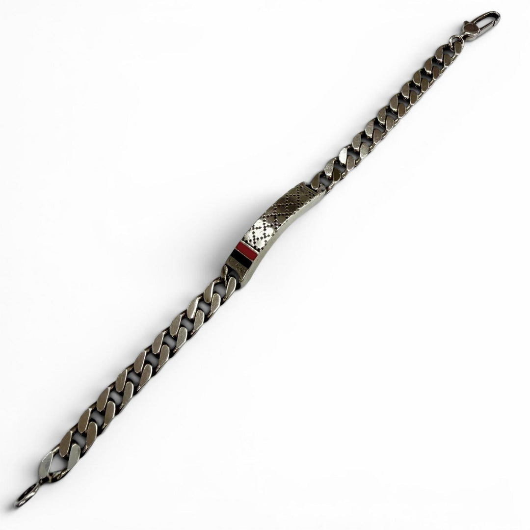 Very Good GUCCI bracelet Diamante Web Stripe Silver AG925 mens 18