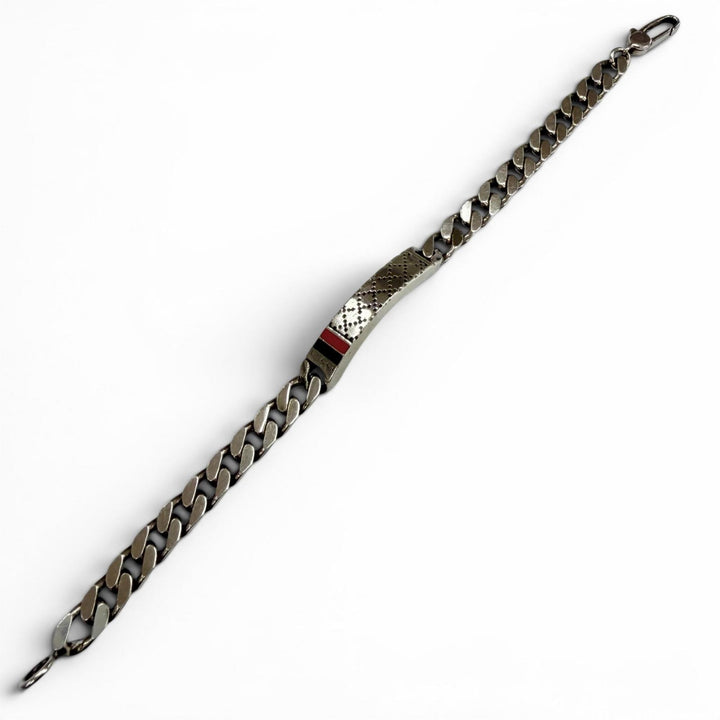 Very Good GUCCI bracelet Diamante Web Stripe Silver AG925 mens 18