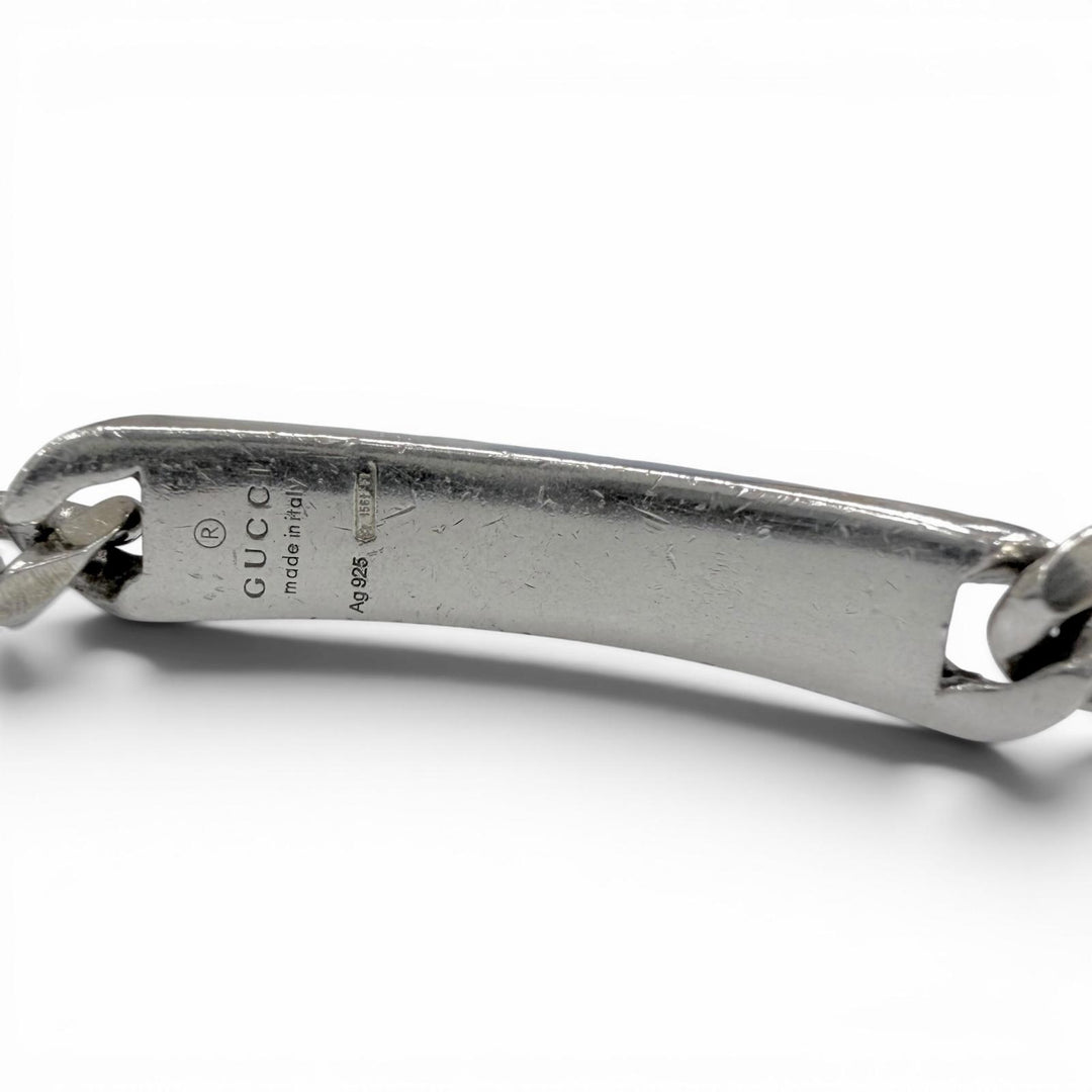 Very Good GUCCI bracelet Diamante Web Stripe Silver AG925 mens 18