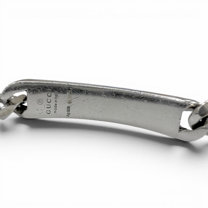 Very Good GUCCI bracelet Diamante Web Stripe Silver AG925 mens 18