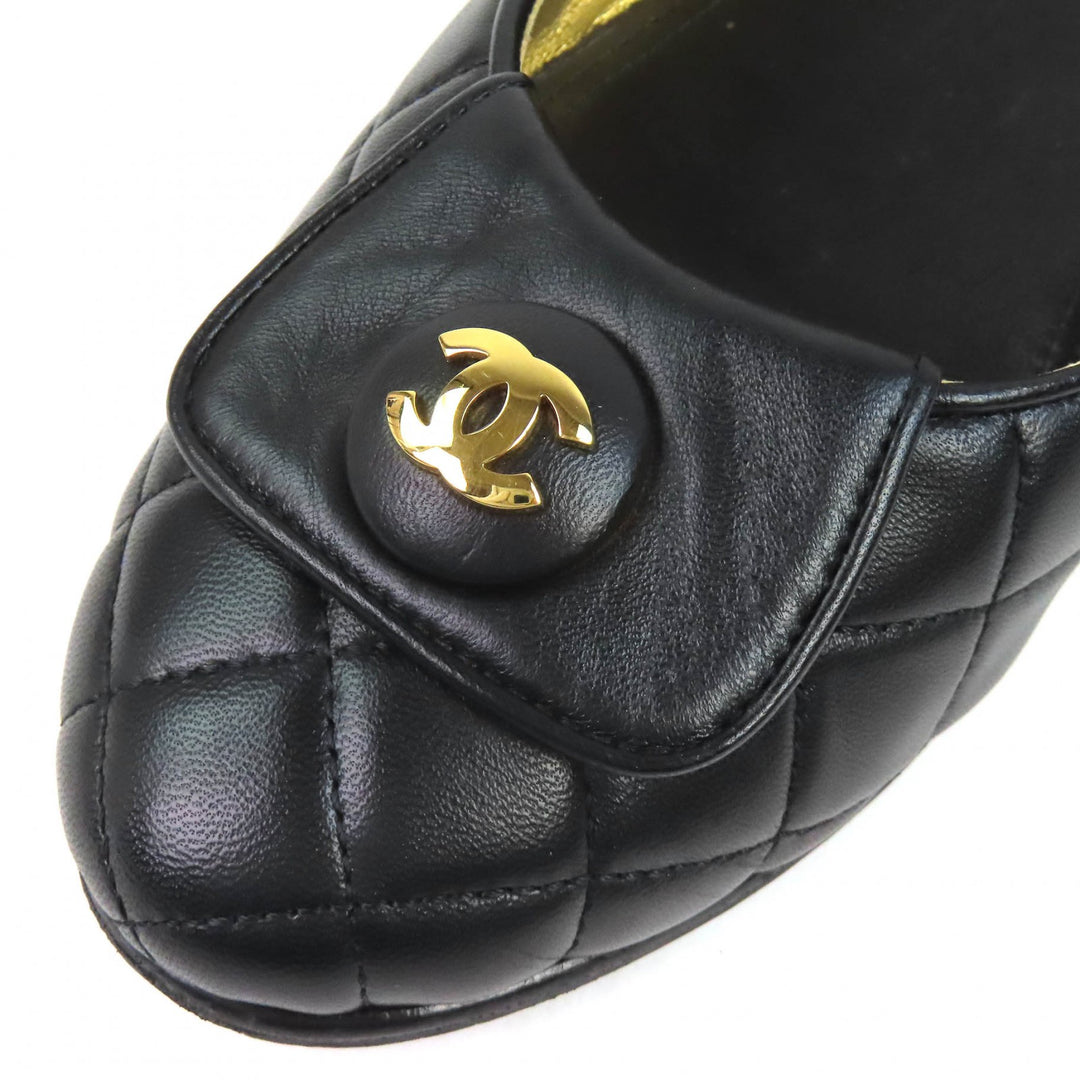 Great CHANEL pumps ballerina COCOMark Matelassé Leather Flat Shoes 38 23A G45047