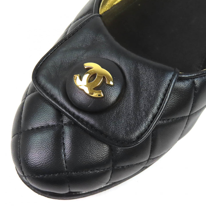 Great CHANEL pumps ballerina COCOMark Matelassé Leather Flat Shoes 38 23A G45047