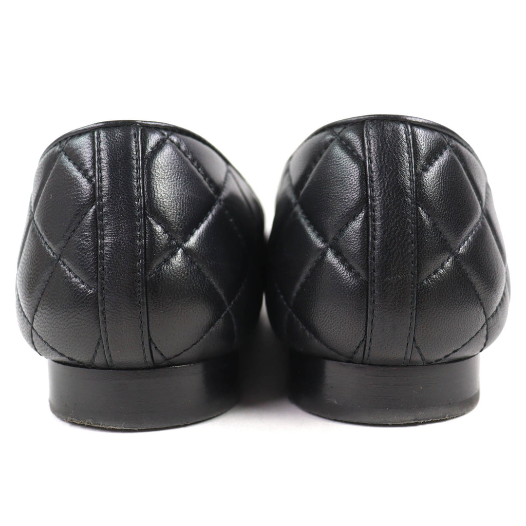 Great CHANEL pumps ballerina COCOMark Matelassé Leather Flat Shoes 38 23A G45047