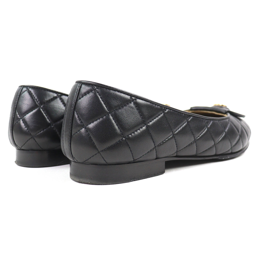 Great CHANEL pumps ballerina COCOMark Matelassé Leather Flat Shoes 38 23A G45047