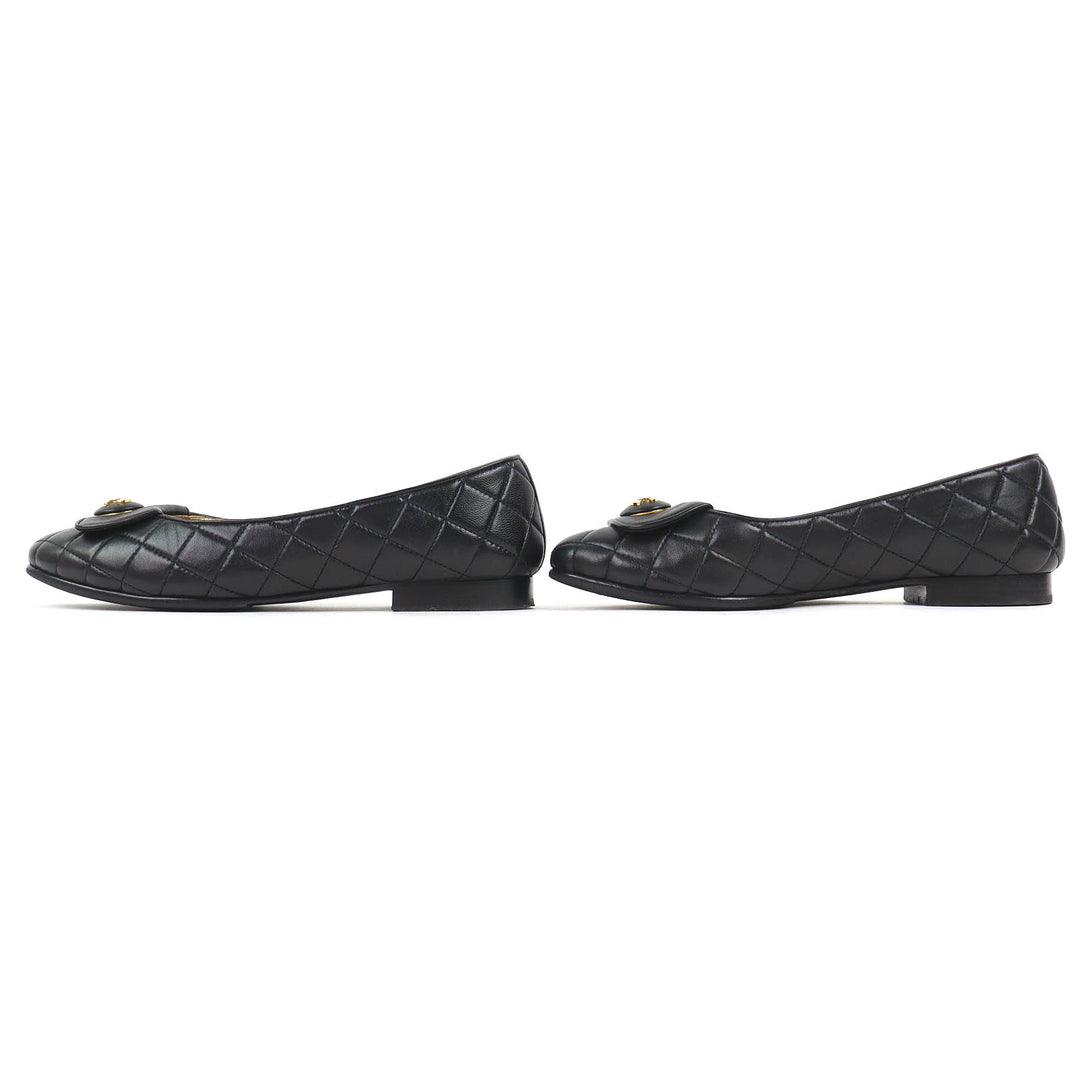 Great CHANEL pumps ballerina COCOMark Matelassé Leather Flat Shoes 38 23A G45047