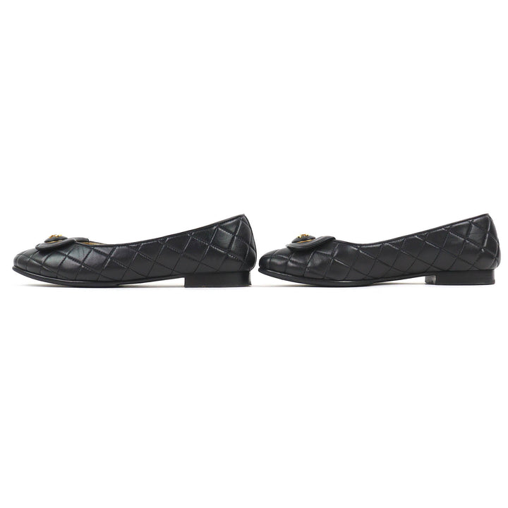 Great CHANEL pumps ballerina COCOMark Matelassé Leather Flat Shoes 38 23A G45047