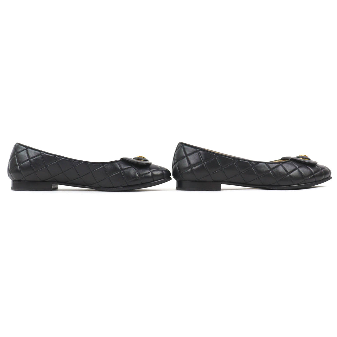 Great CHANEL pumps ballerina COCOMark Matelassé Leather Flat Shoes 38 23A G45047