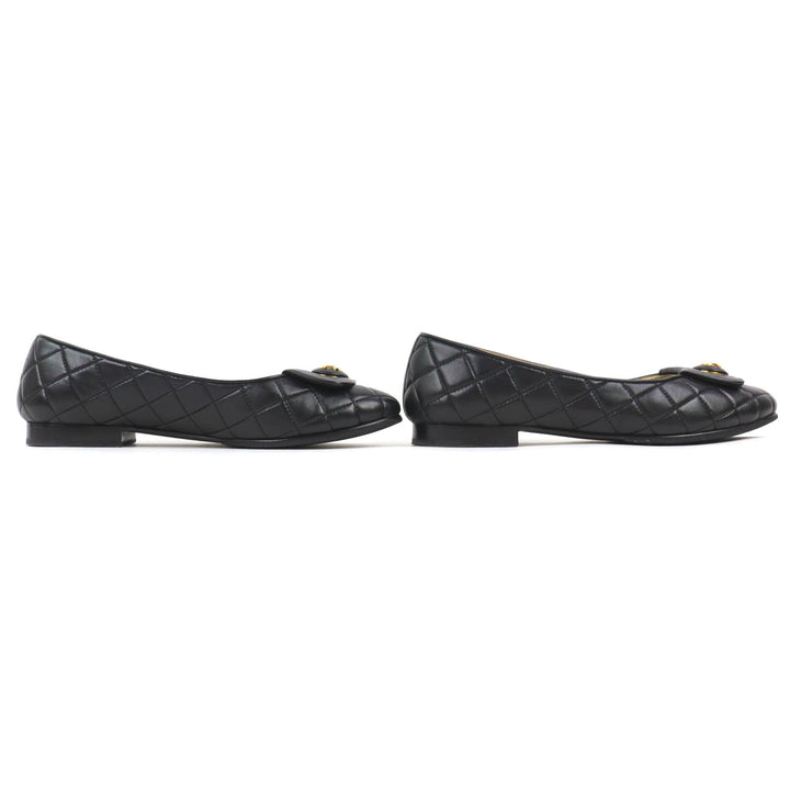 Great CHANEL pumps ballerina COCOMark Matelassé Leather Flat Shoes 38 23A G45047