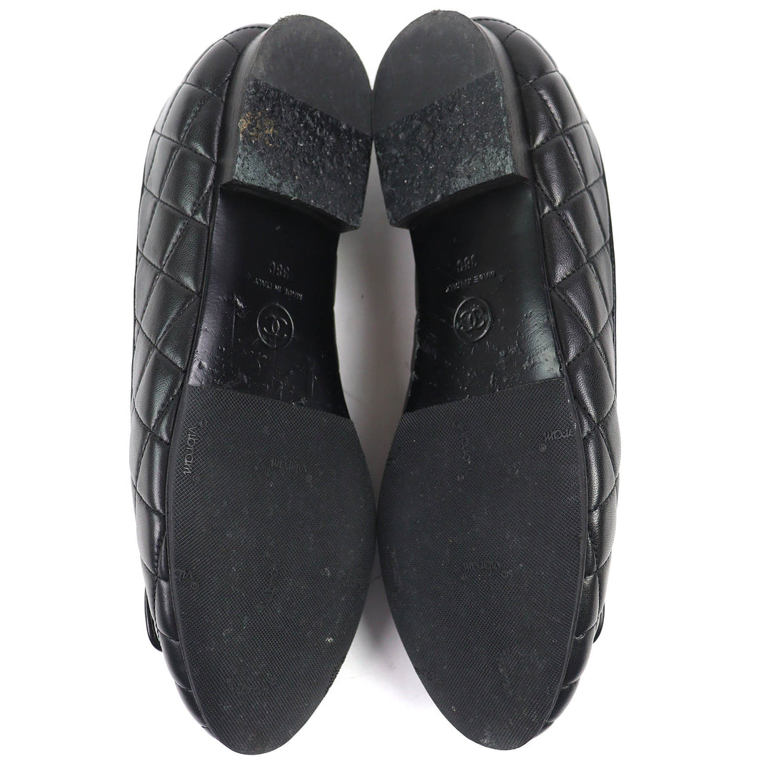 Great CHANEL pumps ballerina COCOMark Matelassé Leather Flat Shoes 38 23A G45047