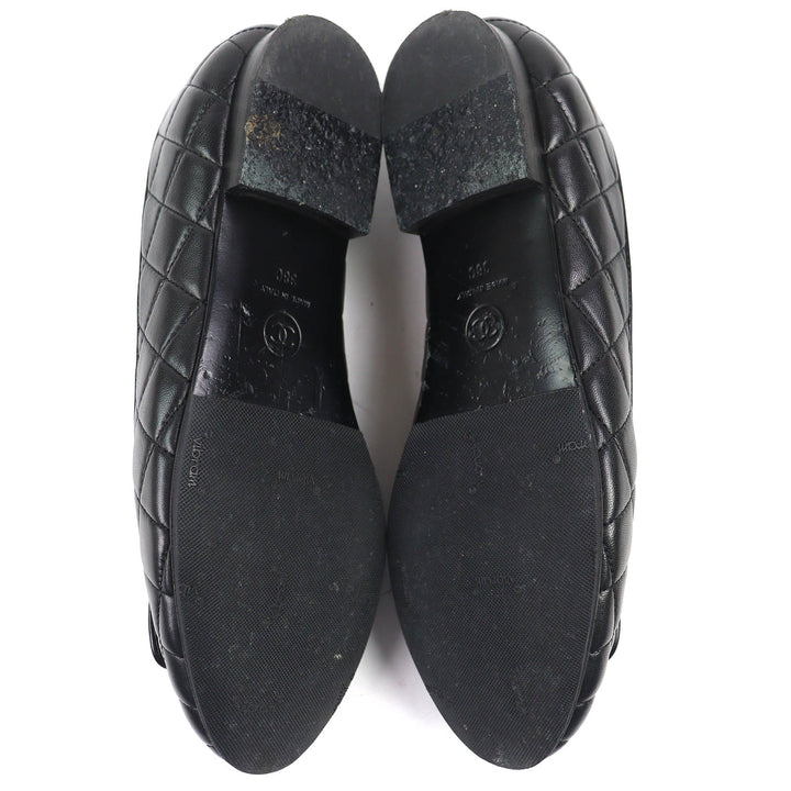 Great CHANEL pumps ballerina COCOMark Matelassé Leather Flat Shoes 38 23A G45047
