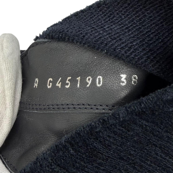 Pristine CHANEL short boots Navy Suede leather Women 38 23B G45190