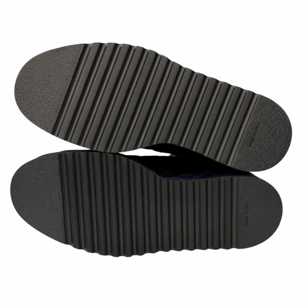 Pristine CHANEL short boots Navy Suede leather Women 38 23B G45190