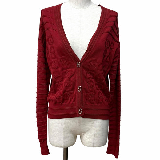 Excellent HERMES cardigan Chaine d'Ancre V-neck knit silk 38 3E2706D3