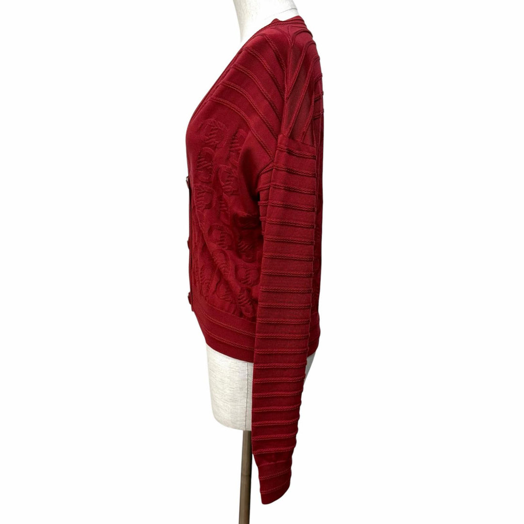 Excellent HERMES cardigan Chaine d'Ancre V-neck knit silk 38 3E2706D3