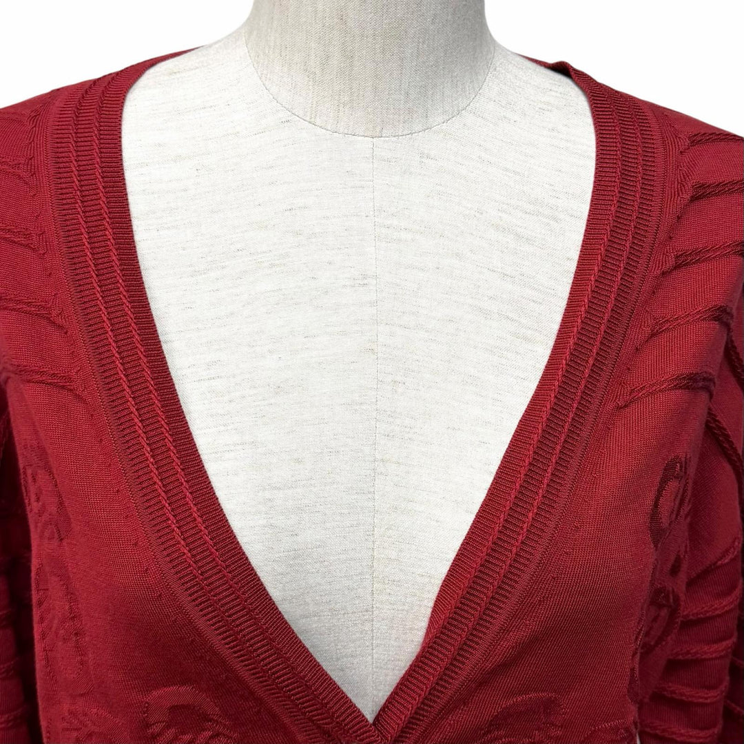 Excellent HERMES cardigan Chaine d'Ancre V-neck knit silk 38 3E2706D3