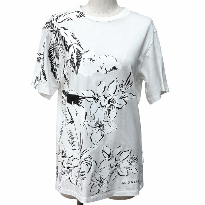 Great MONCLER Short sleeve T-shirt Embroidered logo floral shirt cotton XS