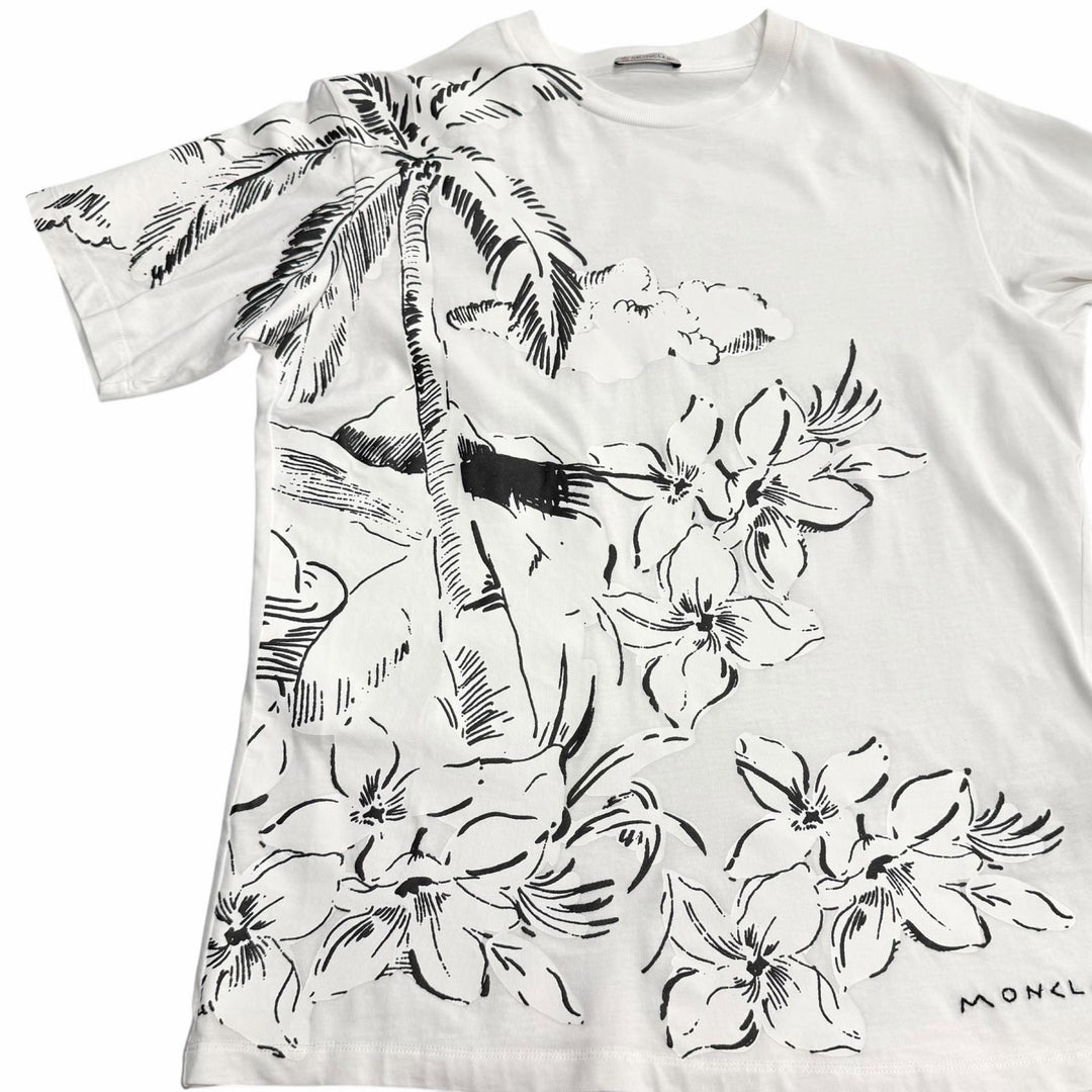 Great MONCLER Short sleeve T-shirt Embroidered logo floral shirt cotton XS