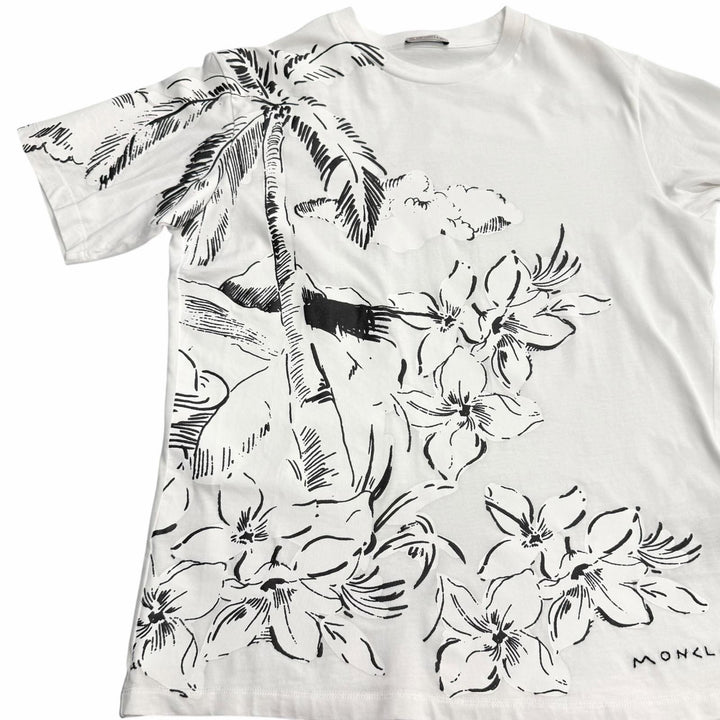 Great MONCLER Short sleeve T-shirt Embroidered logo floral shirt cotton XS