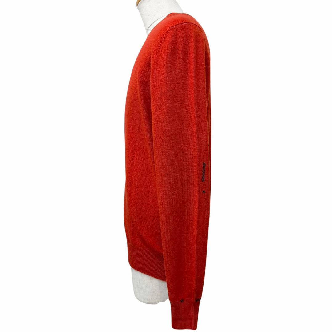 Great HERMES knit Stitch design long-sleeved sweater Red cashmere mens L