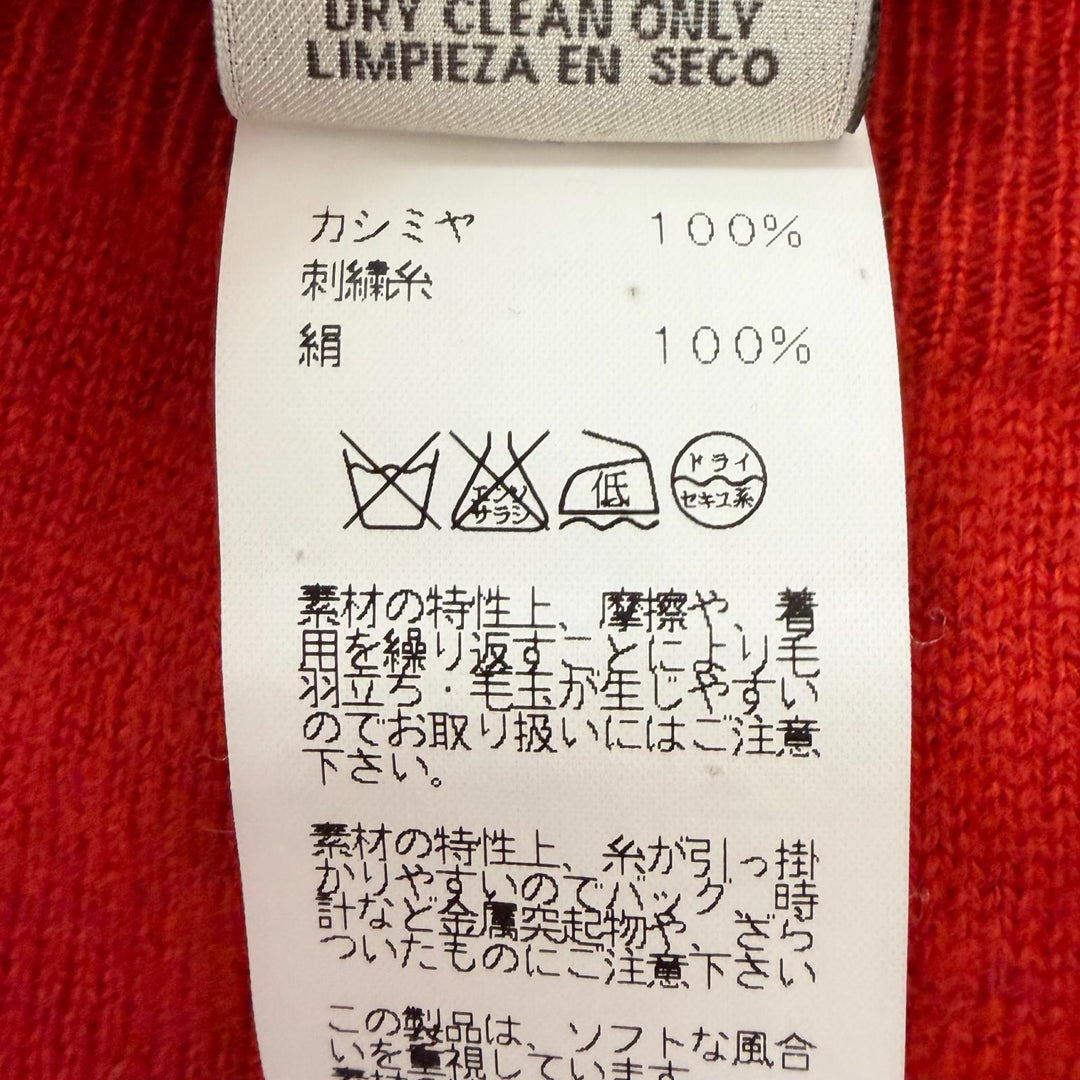 Great HERMES knit Stitch design long-sleeved sweater Red cashmere mens L