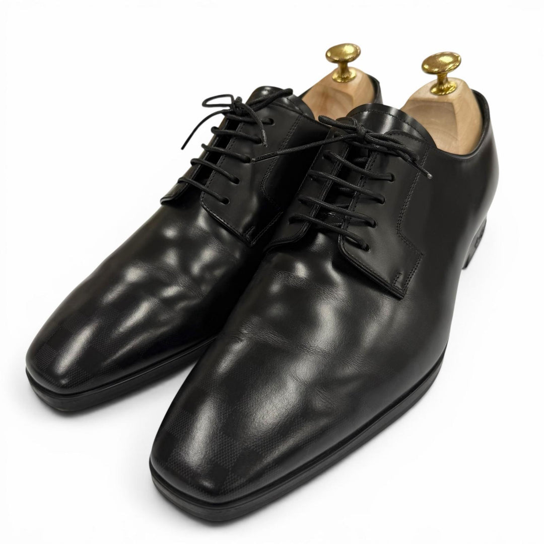 Great LOUIS VUITTON Leather shoes Mini Star Line Lace up black leather mens 8