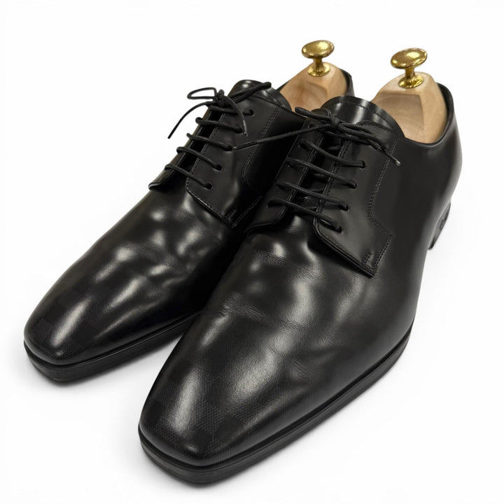 Great LOUIS VUITTON Leather shoes Mini Star Line Lace up black leather mens 8