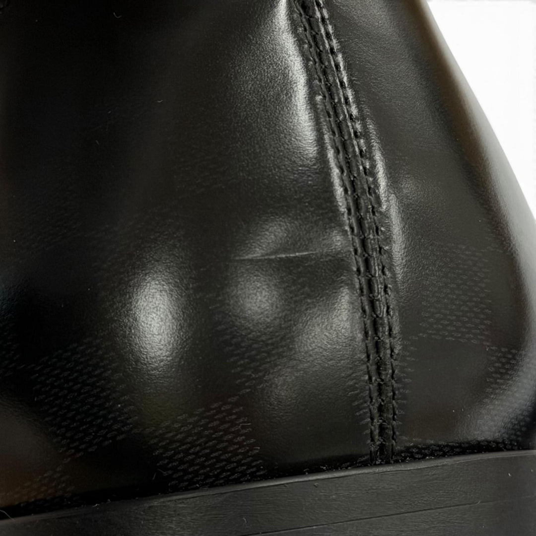Great LOUIS VUITTON Leather shoes Mini Star Line Lace up black leather mens 8