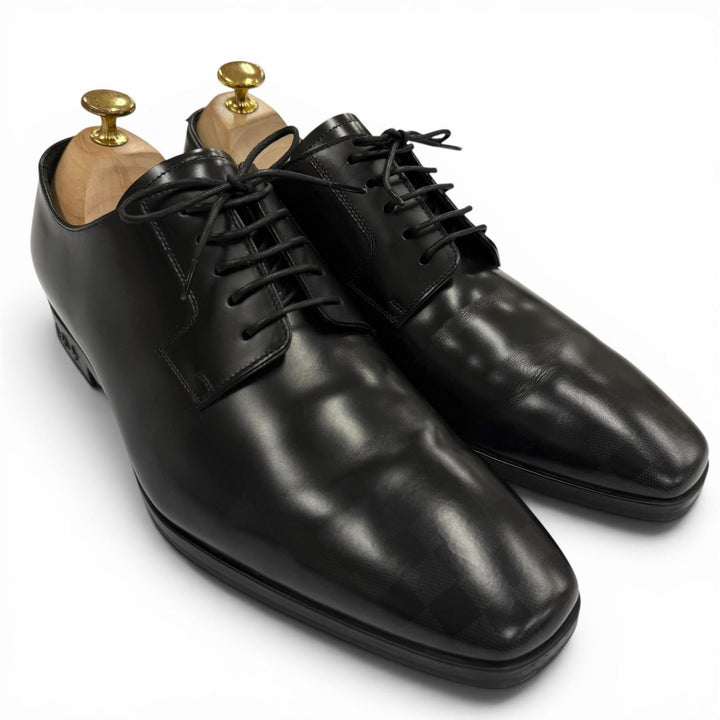 Great LOUIS VUITTON Leather shoes Mini Star Line Lace up black leather mens 8