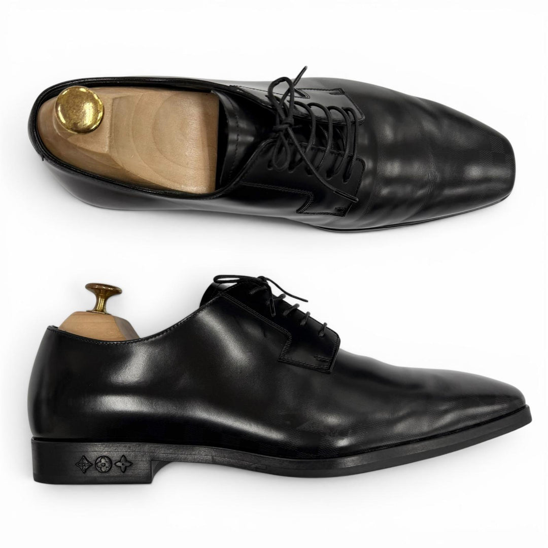 Great LOUIS VUITTON Leather shoes Mini Star Line Lace up black leather mens 8