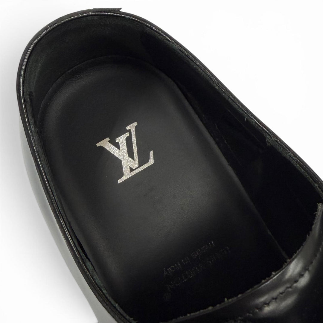 Great LOUIS VUITTON Leather shoes Mini Star Line Lace up black leather mens 8