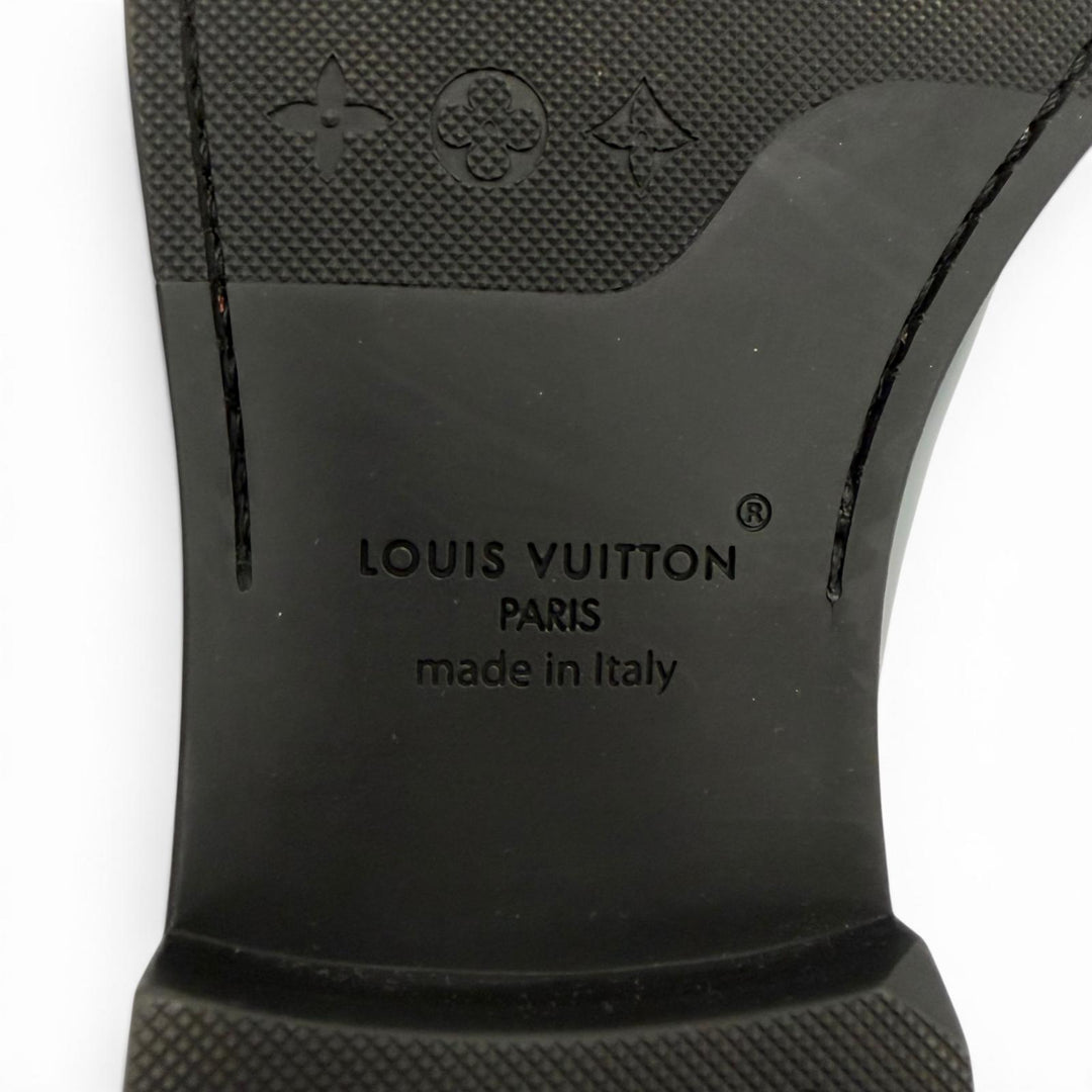 Great LOUIS VUITTON Leather shoes Mini Star Line Lace up black leather mens 8