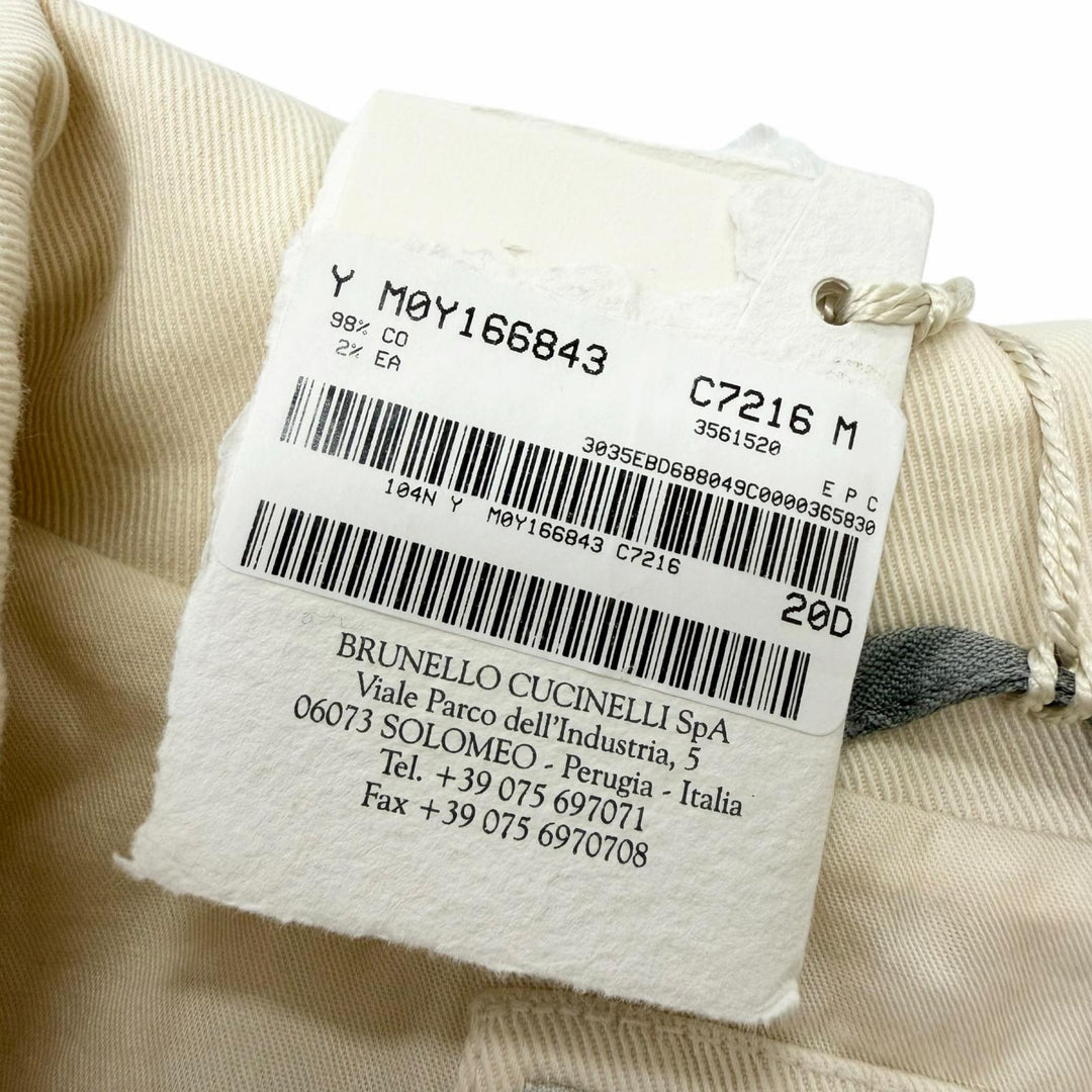 Excellent Brunello Cucinelli Best Logo Button Denim Ivory cotton mens M