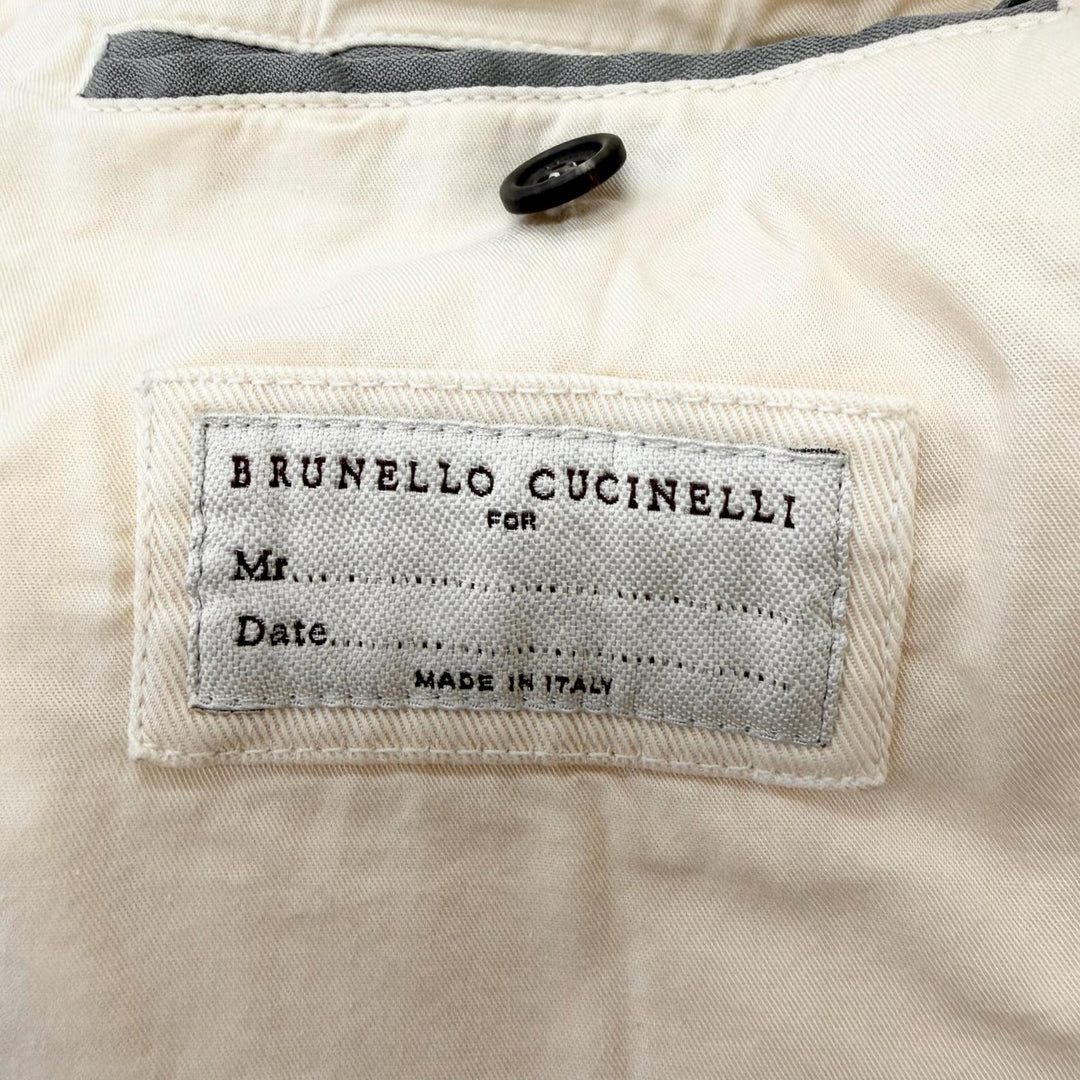 Excellent Brunello Cucinelli Best Logo Button Denim Ivory cotton mens M