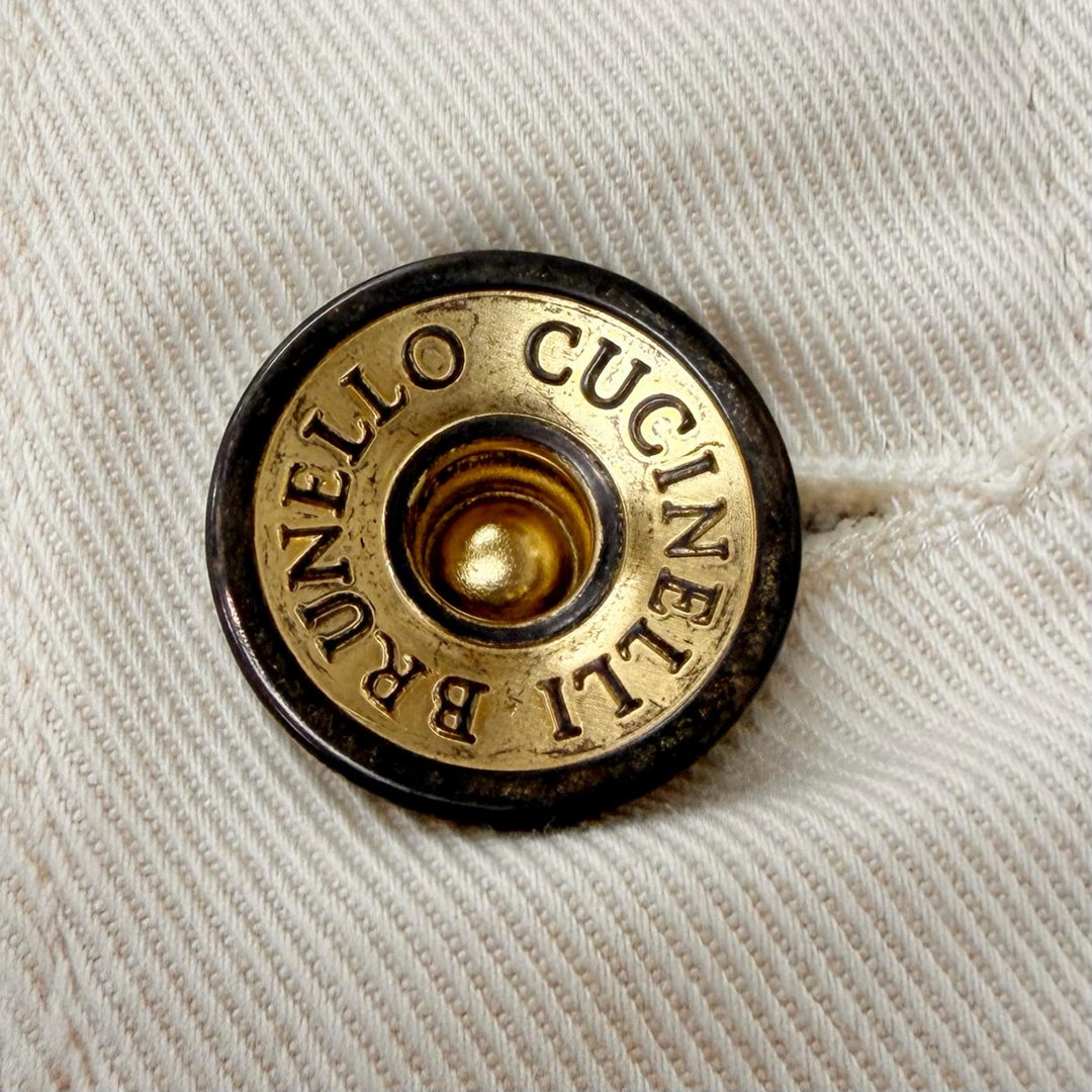 Excellent Brunello Cucinelli Best Logo Button Denim Ivory cotton mens M