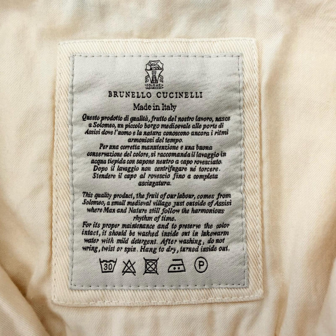 Excellent Brunello Cucinelli Best Logo Button Denim Ivory cotton mens M