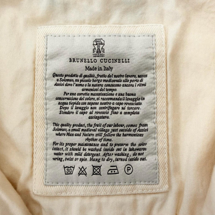 Excellent Brunello Cucinelli Best Logo Button Denim Ivory cotton mens M