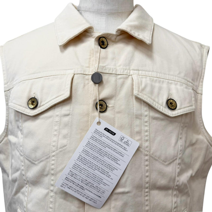 Excellent Brunello Cucinelli Best Logo Button Denim Ivory cotton mens M