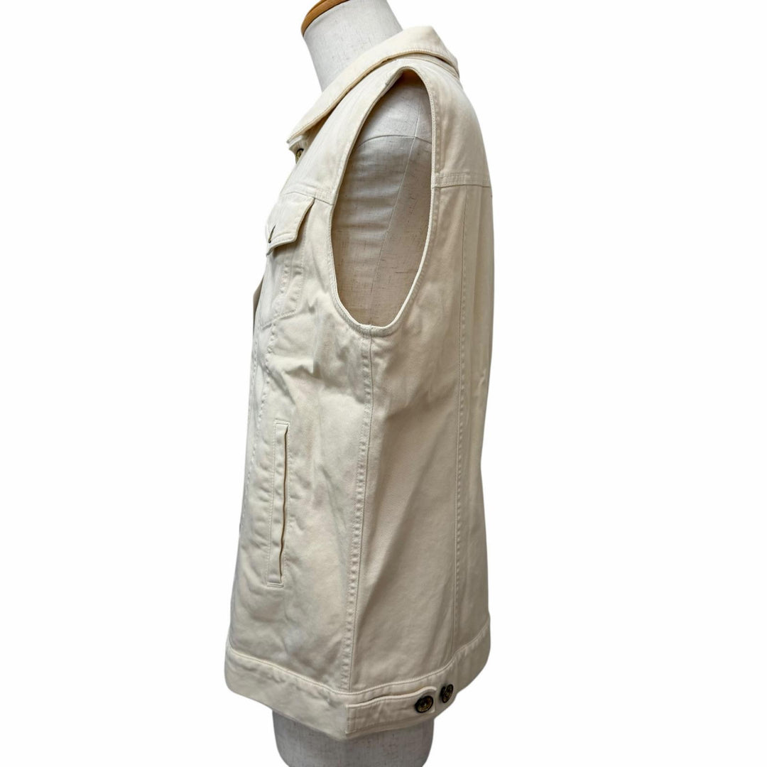 Excellent Brunello Cucinelli Best Logo Button Denim Ivory cotton mens M