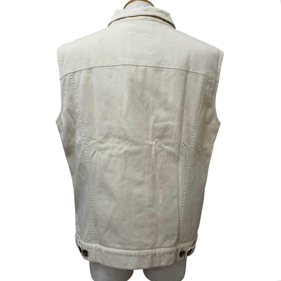 Excellent Brunello Cucinelli Best Logo Button Denim Ivory cotton mens M