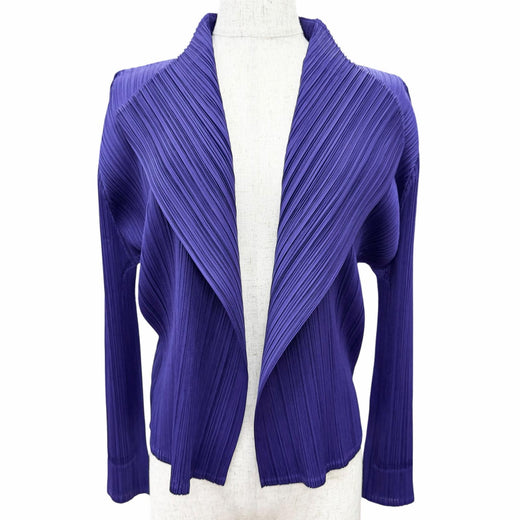 Excellent PLEATS PLEASE cardigan Buttonless Long Sleeve purple 3 PP11-JO123