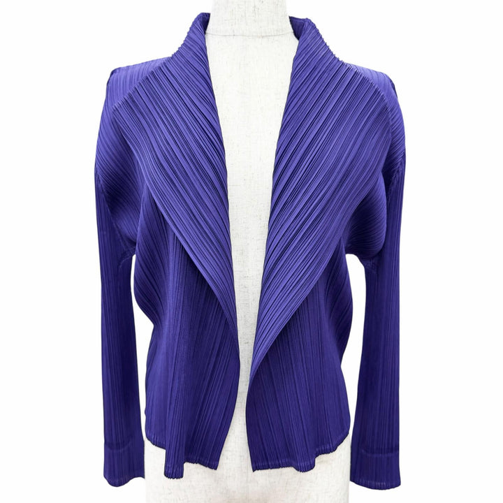 Excellent PLEATS PLEASE cardigan Buttonless Long Sleeve purple 3 PP11-JO123